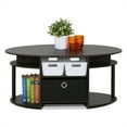 thumbnail image 4 of Furinno JAYA Simple Design Oval Coffee Table with Bin, Walnut, 4 of 6