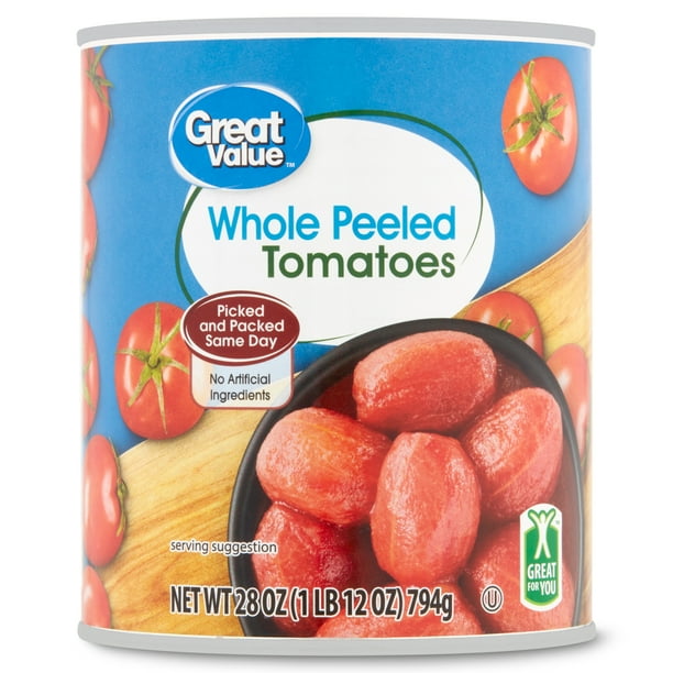 Great Value Whole Peeled Tomatoes, 28 oz