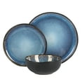 thumbnail image 2 of Gibson Soho Lounge Nardini 12 Piece (Service for 4) Plates and Bowls Reactive Glaze Dishes Stoneware Ceramic Dinnerware Set - Black and Blue, 2 of 11
