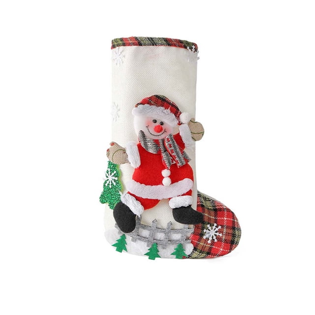 Fiudx Medias Navideñas, Diseño Personalizado de Lino a Cuadros, Artesanía Duradera, Decoración Navideña Multifuncional, Tradición Familiar Festiva, Tamaño 30 X 19 Cm, Incluye 1 Media.
