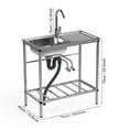 thumbnail image 2 of Stainless Steel Utility Sink Set, Freestanding Single Bowl Kitchen Sink, Outdoor Sink Station with Hose Hook Up, Hot & Cold Faucet, Storage Shelves for Garage, Restaurant, Kitchen,, 2 of 9