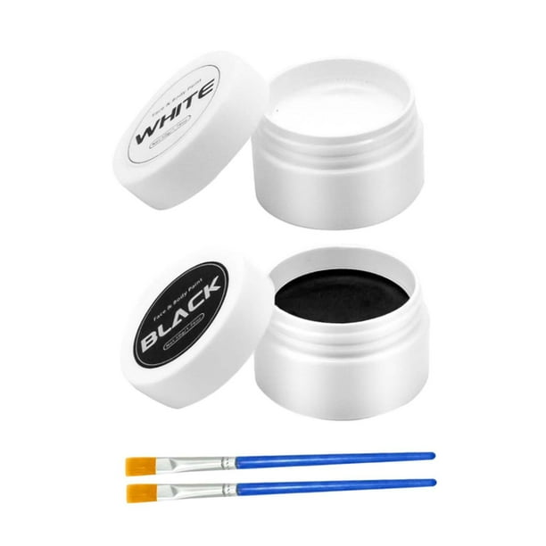 Pintura facial y corporal en y negro de Halloween con pinceles para maquillaje de para festivales