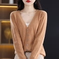 thumbnail image 4 of Wool Cardigan Womens Clothing V-neck Sweater Female Long Sleeve Tops Knitted Korean Fashion Warm New In Outerwear Cardigan (Orange,XXL), 4 of 7