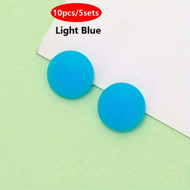 10 Pcs/5sets Crochet d'Oreille Rond en Silicone Antidérapant Accessoires de Lunettes Poignée de Lunettes Support de Pointe de Branche de Lunettes Bleu Clair