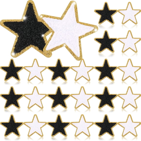 Parches de tela Jexine, 32 unidades, estrellas de chenilla, 6 cm