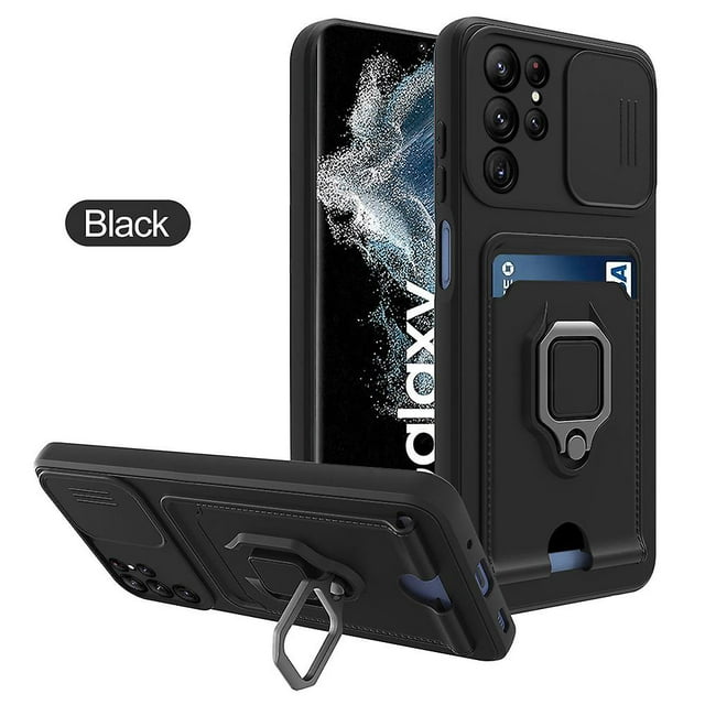 Slide Camera Lens Protector Silicone Case Compatible Samsung Galaxy S23 Ultra/s23 Plus/s23 With Magnetic Ring Stand