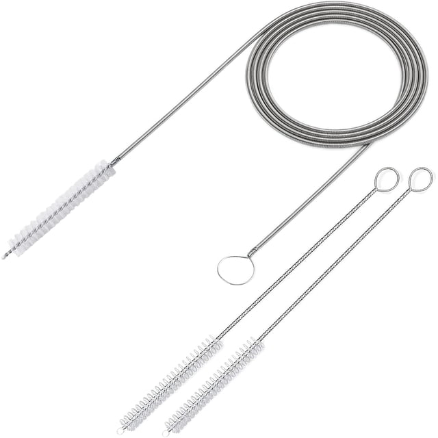Abastado Herramienta de limpieza de drenaje de techo solar con cepillo de alambre largo para automóvil y refrigerador, 60 pulgadas x 2/5 pulgadas
