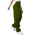 thumbnail image 4 of Cargo Pants Women Fashionable Casual Side Pockets High Waisted Elastic Straight Leg Loose Fitting Work Pants, 4 of 6