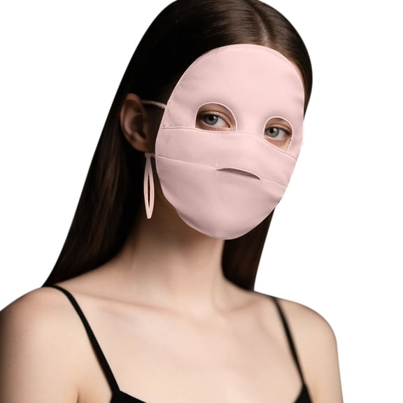 Shadoumai Mulberry Silk Sun Protection Face Mask with Forehead Coverage - UPF 50 Lightweight Facial Shield for Outdoor Protection