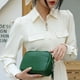 thumbnail image 4 of Nuevo bolso de hombro de cuero genuino con correa ancha para el hombro, bolso de cuero suave para el ocio, bolso cruzado verde, 4 of 5