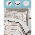 thumbnail image 3 of Quilts Queen Size Bedding Set, Brown Stripes Reversible Summer Quilt 3 Pieces, Minimalism Ombre Waves Abstract Textures Lightweight Bedspreads Coverlets with 2 Pillow Shams for All Seasons, 3 of 5