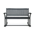 thumbnail image 2 of Outdoor Sofa, Patio Rocking Loveseat, 2 Person Outdoor rocker Bench, Acacia Wood Patio rocking Loveseat with Armrests, Slatted Seat & Backrest, Porch Rocking Bench for Backyard, Garden, 2 of 14