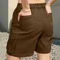 thumbnail image 4 of Zedker Womens Cargo Hiking Shorts Elastic Waist Knee Length Summer Outdoor Waterproof with Pockets Brown Plus L, 4 of 7