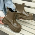 thumbnail image 4 of Fashionable Japanese Style Platform Ankle Rain Boots for Women - Solid Color Rubber Shoes with Thick Sole, 4 of 5