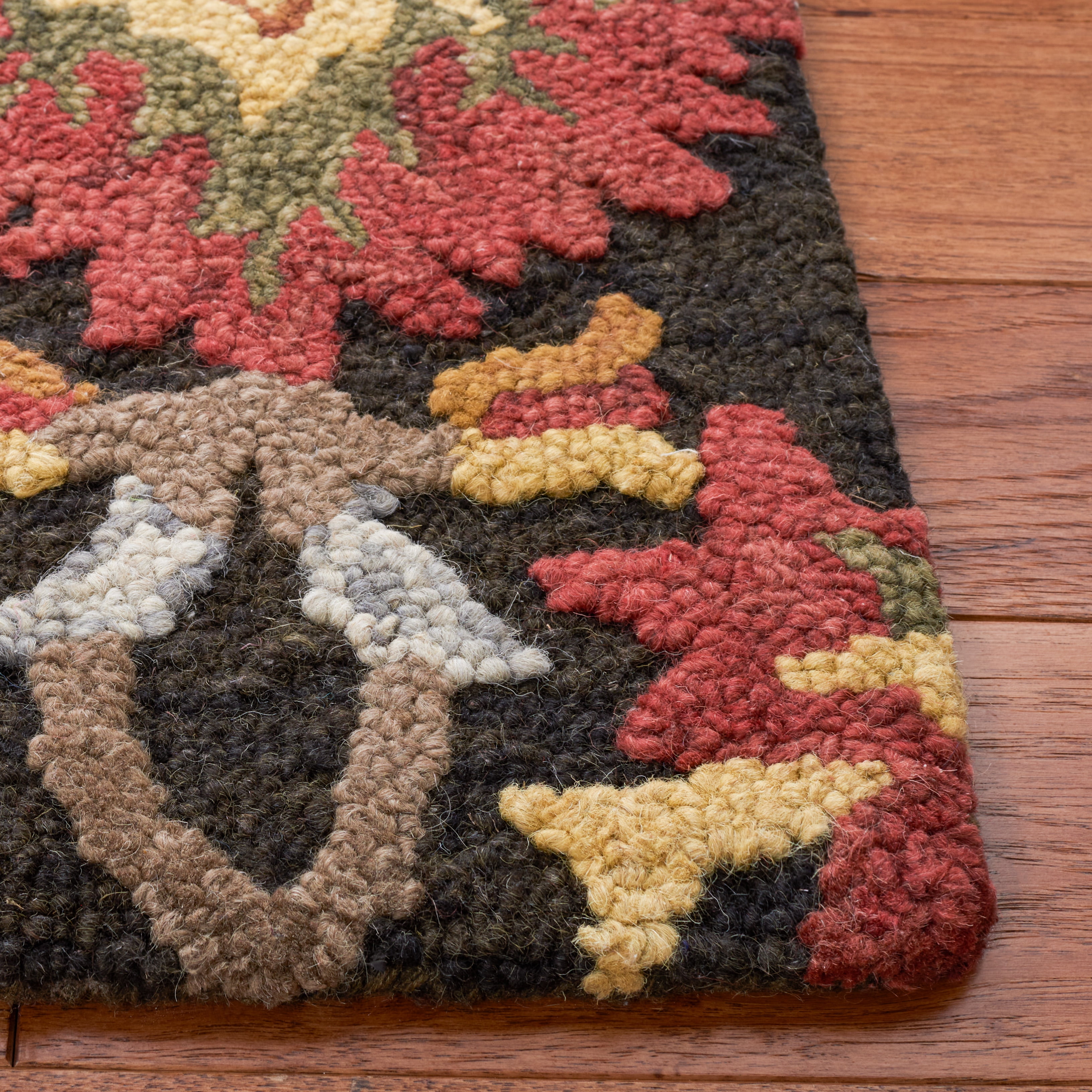 SAFAVIEH Blossom Lennon Floral Wool Area Rug, Charcoal/Multi, 6' x 9'
