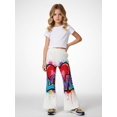 thumbnail image 2 of 7-8Y Girls Colored Flared Pants Digital Print Trousers Slim-Fit Wide Leg Flare for Spring Summer Autumn, 2 of 6