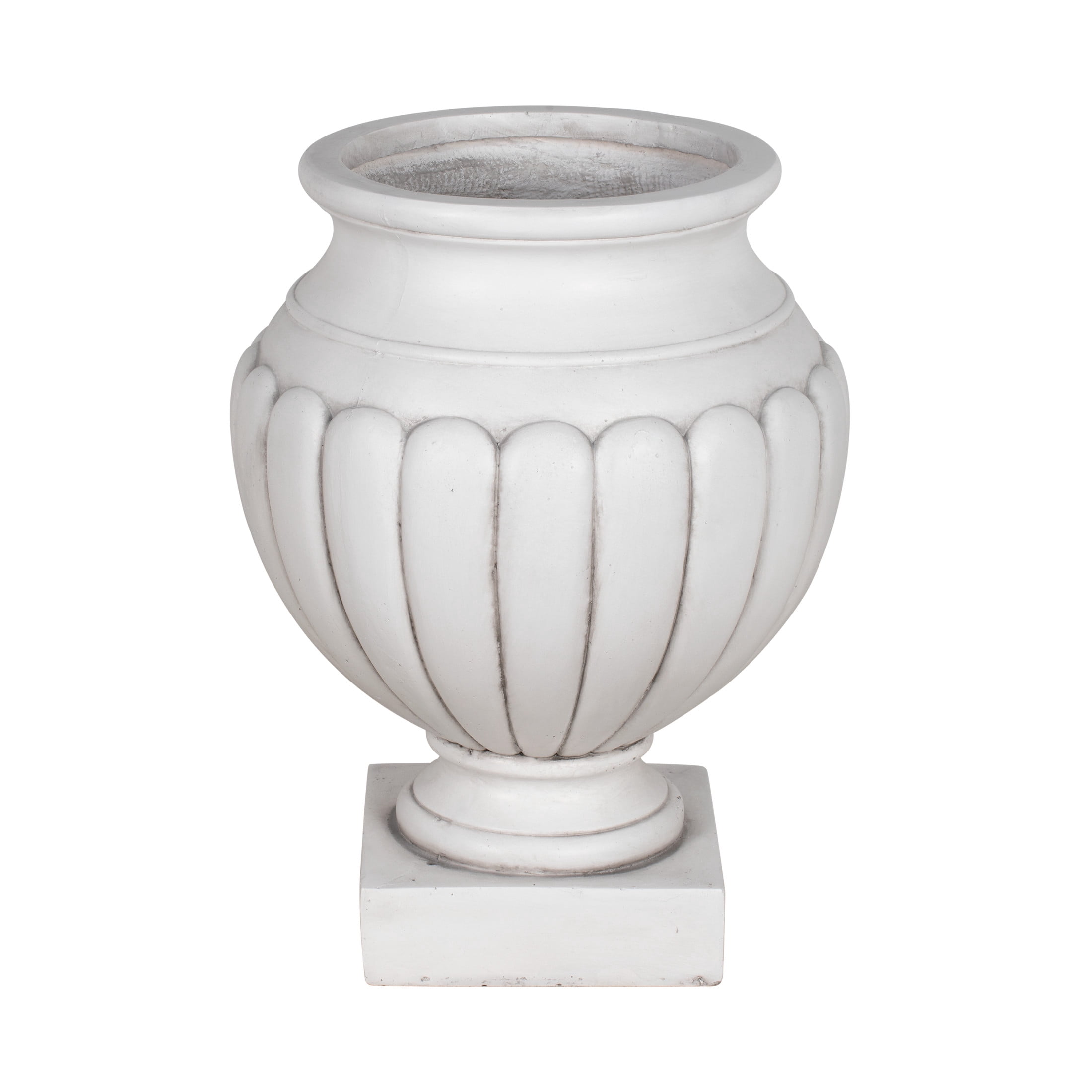 Christopher Knight Home 23" Outdoor Patio MGO Classical Scalloped Pedestal Flower Pot, Antique White