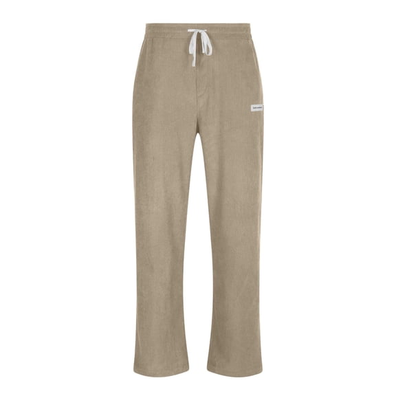 Baggy Corduroy Pants Men Elastic Waist Vintage Wide Leg Pants Casual Straight Loose Fit Slacks Trousers with Pockets