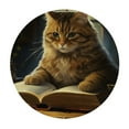 thumbnail image 2 of JEUXUS Funny Cat Sleeping Bookshelf Cute Table Cloth Cover Round Tablecloth  for Indoor Outdoor Kitchen Party Home Decor, 2 of 7