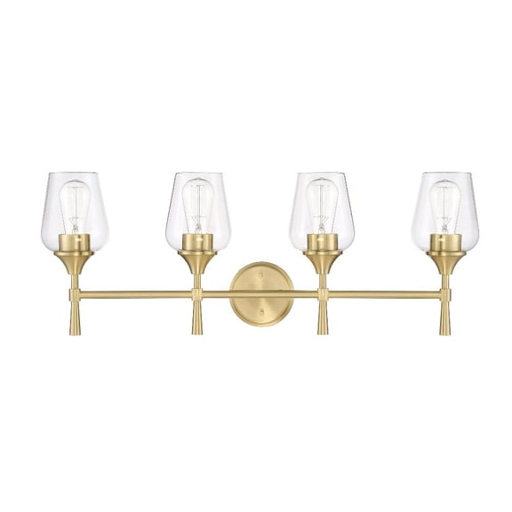F27014-18-Sunset Lighting-Stella - 4 Light Bath Vanity   Champagne Gold Finish with Clear Glass