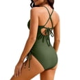 thumbnail image 4 of Enjoytime One Piece Swimsuit Women Print V Neck Tummy Control Bathing Suit Crisscross Back Modest Swimwear, 4 of 8