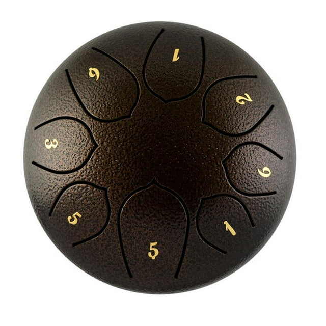 Mini tambor de lengüeta de aleación de acero de 6 pulgadas 8 notas de percusión con mazos de bolsa Marron oscuro Yuyangstore Tambor de acero de 6 pulgadas