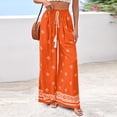 thumbnail image 2 of Women Plus Size Pants Wide Leg Palazzo 2026 Summer Boho Trousers Spring Flowy Beach Vacation Wear, #02 Orange, M, 2 of 6