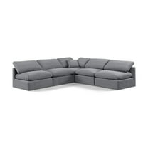 Meridian Furniture Indulge 169.5" Velvet L-Shaped Modular Sectional in Gray