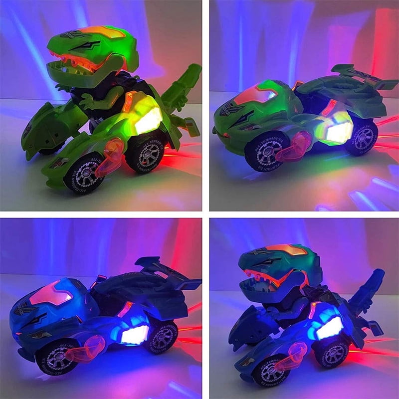 M SANMERSEN Transforming Dinosaur Toys Transforming Dinosaur Cars with LED Light Music Automatic Deformation Dino Car for 3 Blue Year Old Kids Boys Girls Holiday Birthday Gifts 