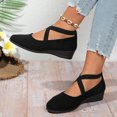 thumbnail image 4 of XDDLITP Women's Classic Ballerina Flats with Elastic Crossing Ankle Straps Ballet Flat Yoga Flat Shoes Slip On Loafers,Black 35(US-5.5), 4 of 5