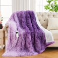 thumbnail image 1 of FNNMNNR 1pc Electric Heated Throw Blanket  Soft And Cozy Electric Heating Blanket  Shaggy Long Fur Faux Fur Heated Blanket  With Heat Settings And Auto Shut-Off  Flannel Single Person War, 1 of 7