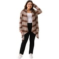 thumbnail image 3 of DARING DIVA Plus Size Front Open Lightweight Striped Long Sweaters 2X Brown, 3 of 6