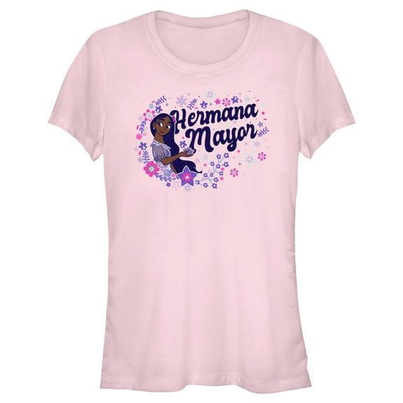 Junior's Encanto Isabela Hermana Mayor with Flower  Graphic Tee Light Pink X Large