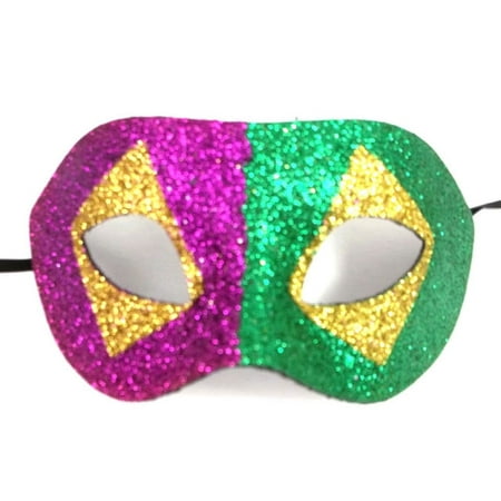 Purple Green Gold Glitter Diamond Wide Masquerade Mask Dance Ball