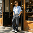 thumbnail image 5 of HBDesign Mens Summer Seersucker Wide Leg Pants Casual Breathable Comfort Trousers, 5 of 6