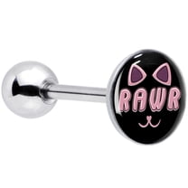 Body Candy 14G Women 316L Stainless Steel RAWR Kitty Cat Mens Barbell Tongue Ring Body Piercing Jewelry 5/8?