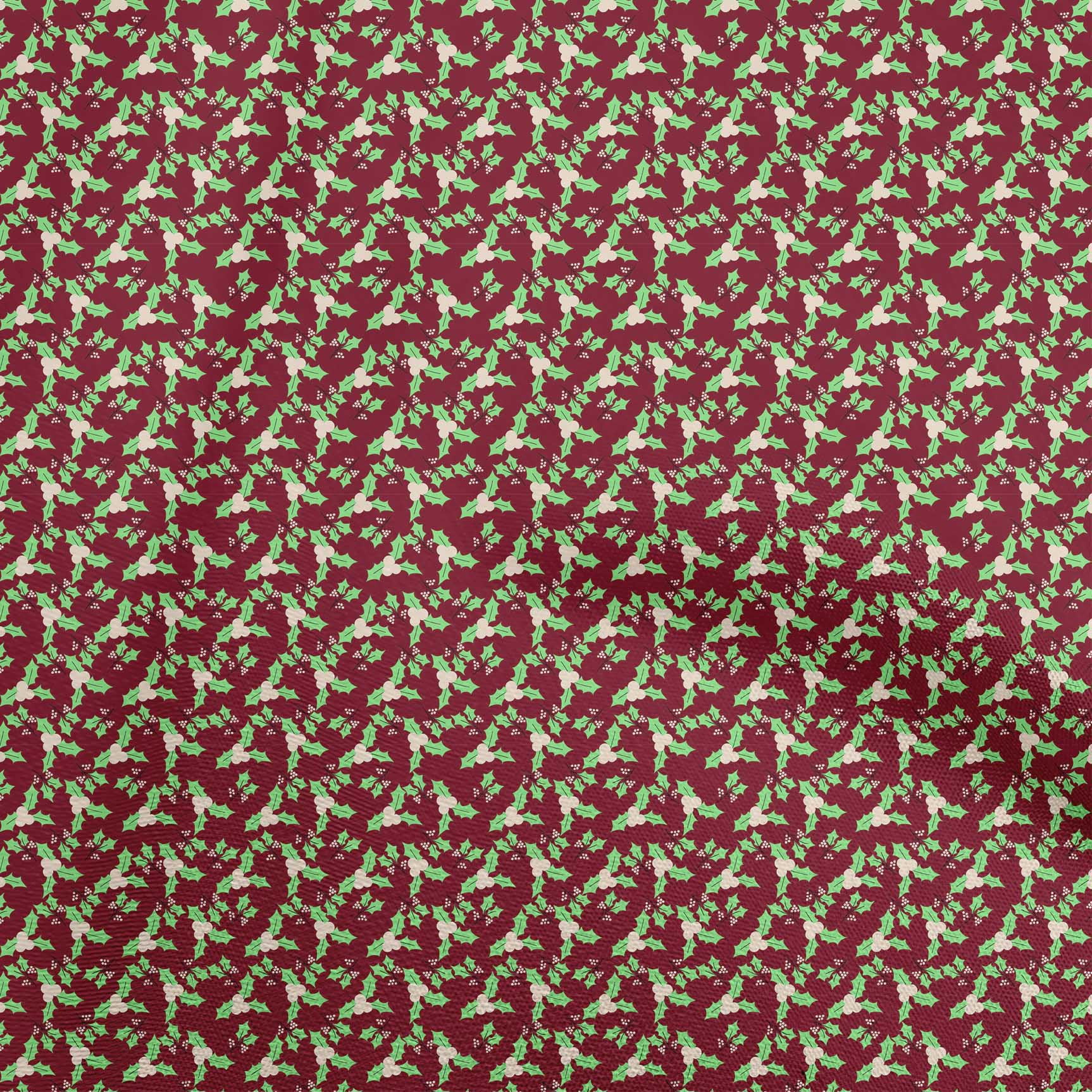 oneOone Cotton Jersey Maroon Fabric Christmas Sewing Material Print Fabric By The Yard 58 Inch Wide