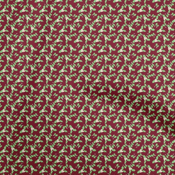 oneOone Cotton Cambric Maroon Fabric Christmas Dress Material Fabric Print Fabric By The Yard 42 Inch Wide