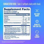 زيت السمك OceanBlue Omega-3 2100 ثلاثي القوة، 60 كبسولة هلامية، نسبة عالية من EPA DHA، بدون تجشؤ، خالي من الزئبق، يدعم القلب والعظام والجهاز المناعي