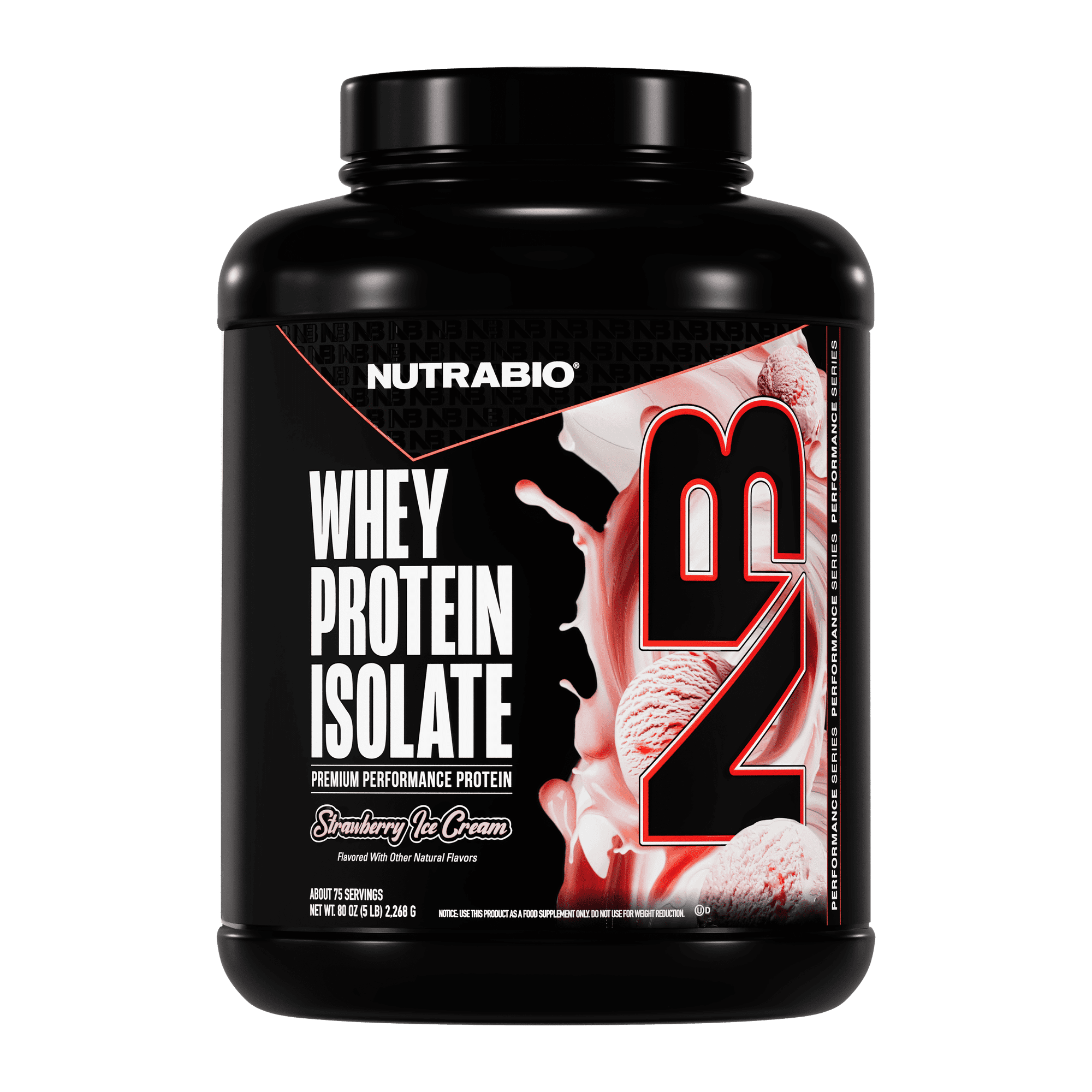NutraBio Whey Protein Powder Isolate Supplement – 25g of Protein Per Scoop with Complete Amino Acid Profile - Soy and Gluten Free - Zero Fillers and Non-GMO - Strawberry Ice Cream - 5 Lbs.
