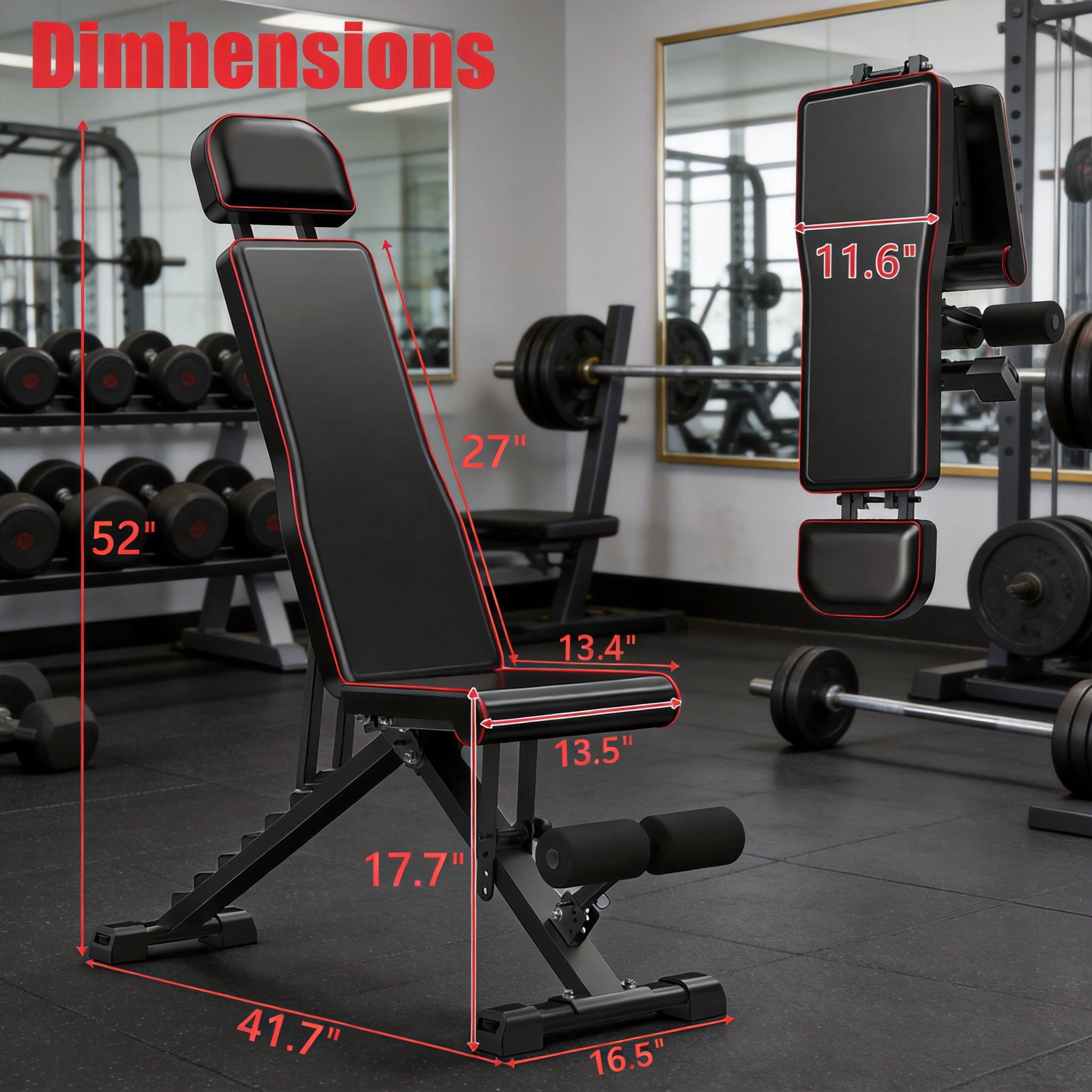 SUGIFT 660LBS Adjustable Weight Bench, 7-Position Foldable for Home Gym