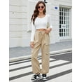 thumbnail image 5 of Women High Waisted Cargo Pants with 4 Pockets Drawstring Wide Leg Pants Y2K Baggy Trousers, 5 of 6