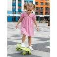 thumbnail image 5 of RUINIXCW Toddler Baby Girl Summer Gingham Plaid Dress Cute Puff Short Sleeve Doll Collar Ruffled Casual A-line Dress Clothes 6 Months to 4 Years, 5 of 9
