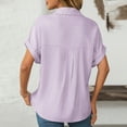 thumbnail image 7 of Summer Saving Clearance Women T Shirt, Xunlbb Women's Fashion Fashion Loose Short Sleeve Lapel Pocket Casual Striped Shirt(Purple,XL), 7 of 7