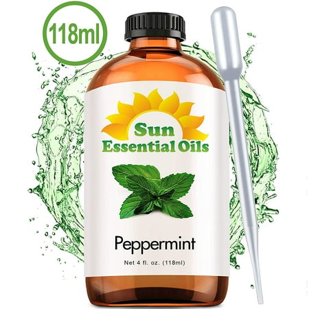 Best Peppermint Oil (Large 4 Oz) Aromatherapy Essential Oil for Diffuser, Burner, Topical Useful for Hair Growth, Headaches Skin Home Office Indoor Mentha Piperita Mint (Best Oil To Promote Hair Growth)