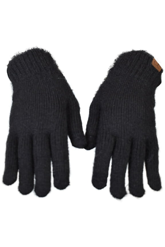 Winter Warm Eco-Friendly Recycled Yarn Touchscreen Texting Gloves, Black
