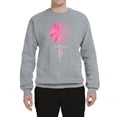 thumbnail image 2 of Wild Bobby, Faith Pink Ribbon Sunflower, Breast Cancer Awareness, Unisex Crewneck Graphic Sweatshirt, Heather Grey, 3X-Large, 2 of 5