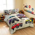 thumbnail image 2 of Erosebridal Monster Truck Twin Bedding, White Background Bedding Comforter Set, Monster Trucks White, Gray Reversible 7pcs, 2 of 6