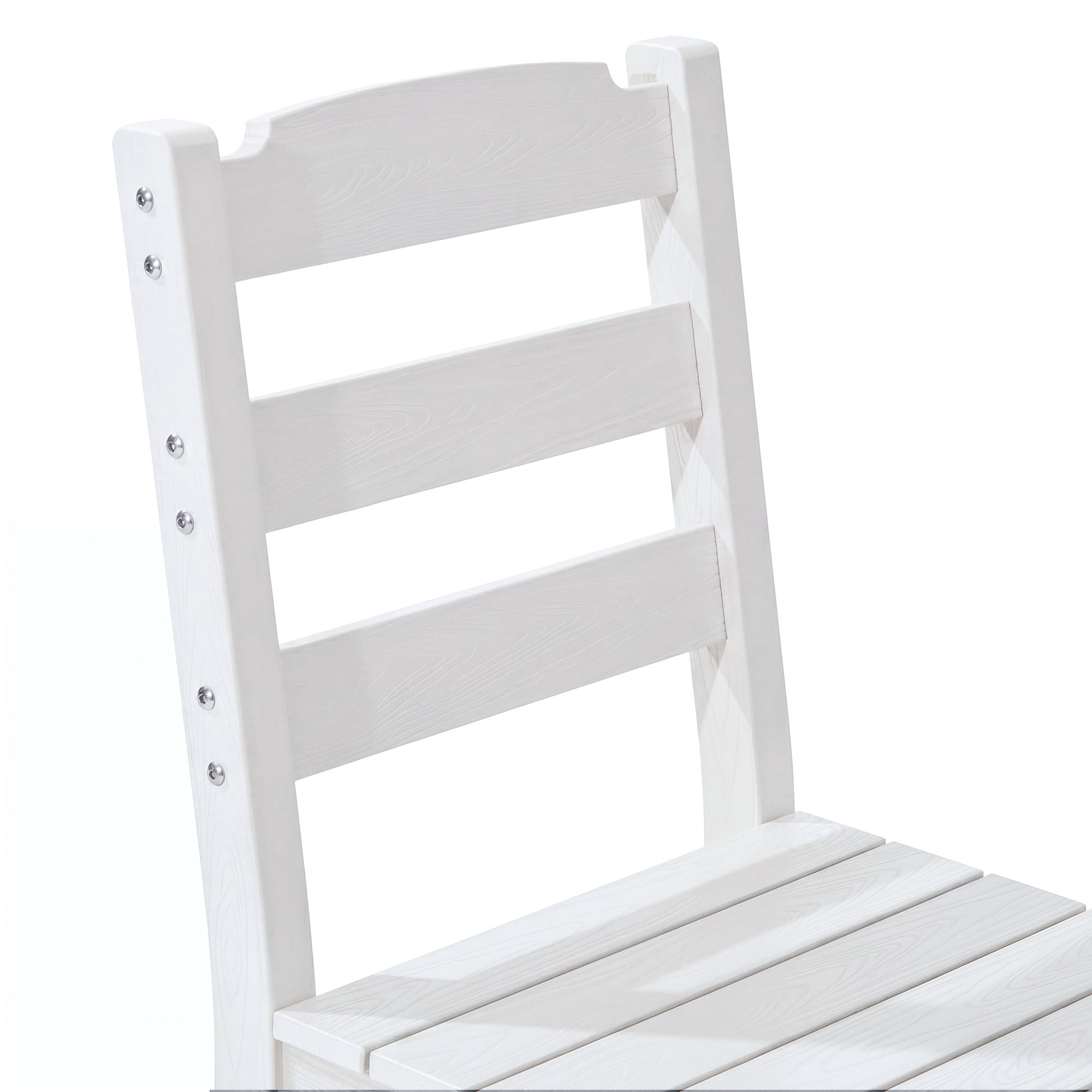 Uforic 4 Pack Outdoor Dining Chairs, Heavy Duty HIPS Weather Resistant Patio Chairs, Wood Grain Texture Garden Backyard Poolside Chair, 330 LBS Weight Capacity, White