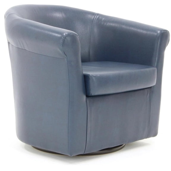Fox Hill Trading Marlee Traditional Faux Leather Swivel Club Chair in Purple